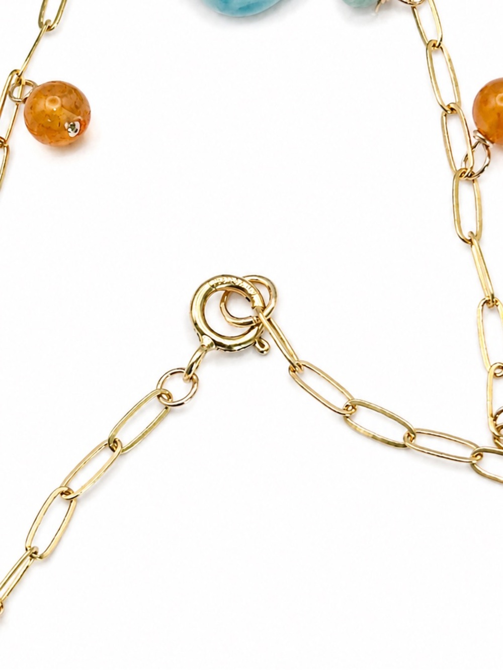 BB20 Gold Filled Larimar & Carnelian Bracelet - Picture 3 of 3